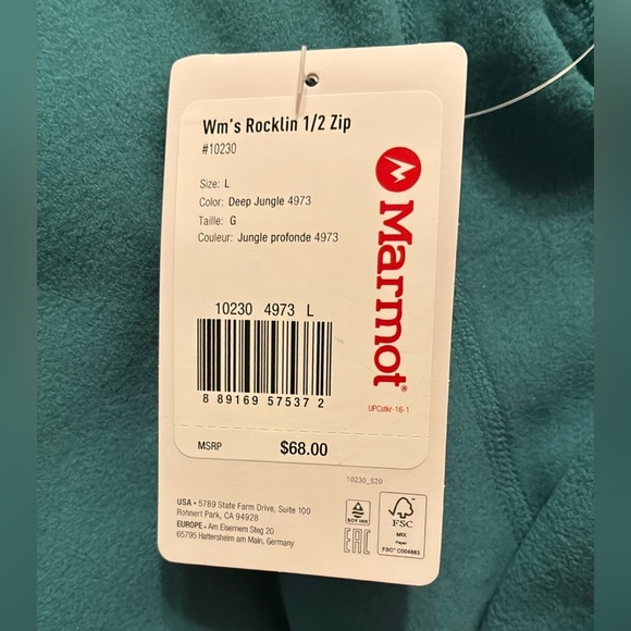 NWT  Marmot Deep Jungle Rocklin 1/2 Zip Fleece  Large - Picture 5 of 5